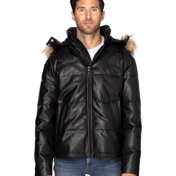 Unisex Vegan Leather Puffer Jacket Thumbnail