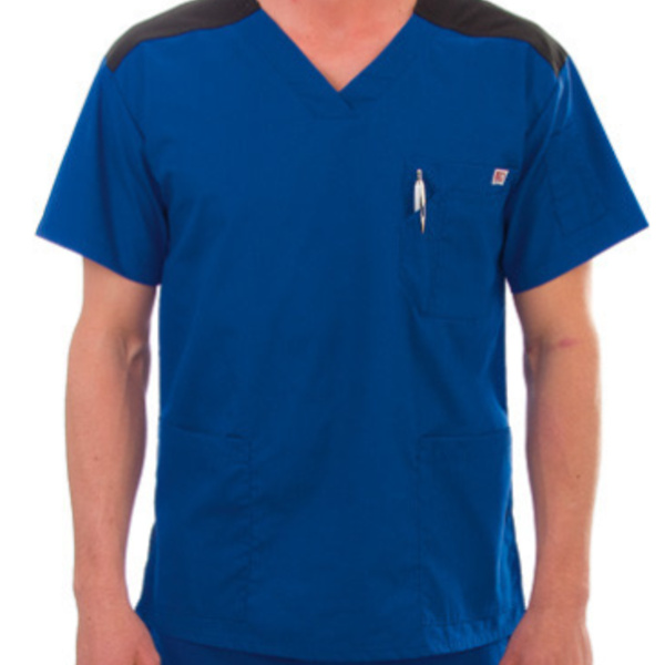 Pro Silky Soft Men's V-Neck Two Tone Scrub Thumbnail