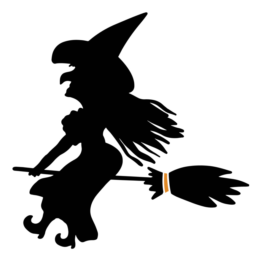 Witch on Broom Silhouette (0907) Thumbnail