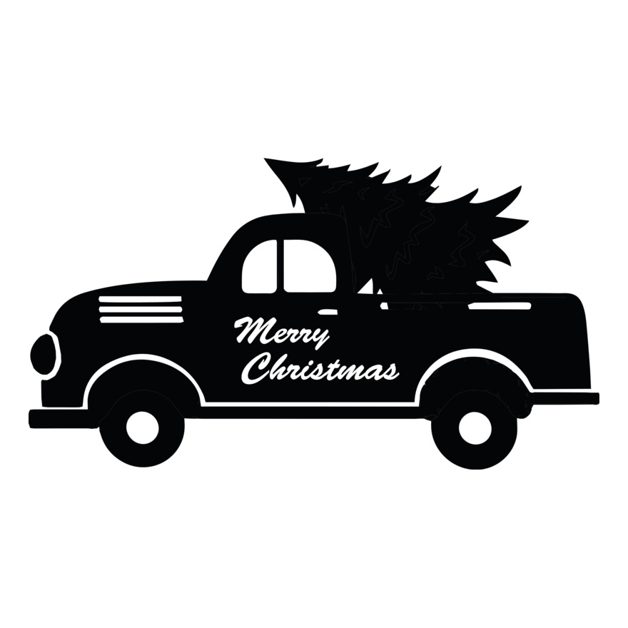Merry Xmas Truck Silhouette (0728) Thumbnail