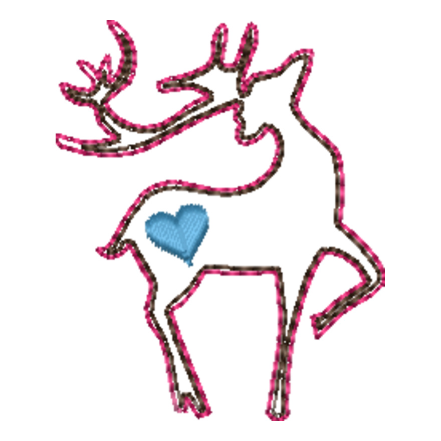 Deer with Heart Line Art (0323) Thumbnail