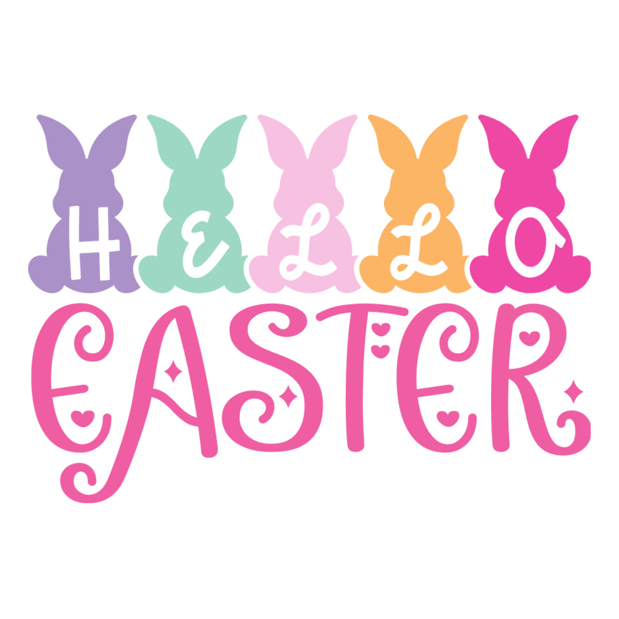 Hello Easter Text with Bunny Thumbnail