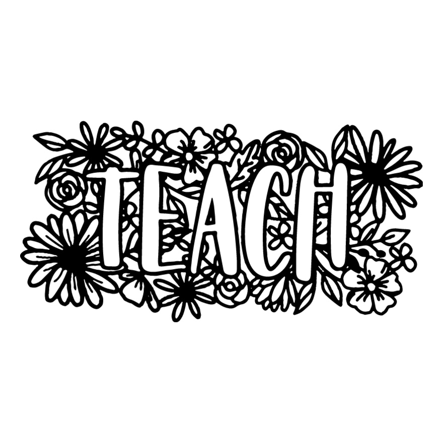 Teach Floral Doodle  Line Art  Thumbnail